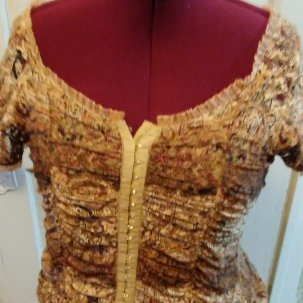 Corset shirt, multicolored jewel tones, Women's XL